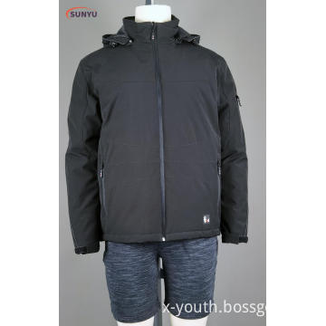 Men's polyester woven winter coats with polar fleece